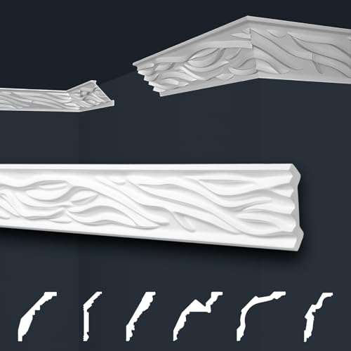 Marbet Deckenleisten weiß Sparpaket aus Styropor EPS - Stuckleisten gemustert, im traditionellen Design - (20 Meter B-14) Zierleiste Eckleiste Eckprofile Stuck von Marbet Design