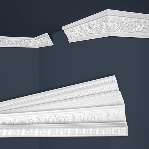 Marbet Deckenleisten weiß Sparpaket aus Styropor EPS - Stuckleisten gemustert, im traditionellen Design - (20 Meter B-18) Stuck Winkelleisten Wandleisten von Marbet Design
