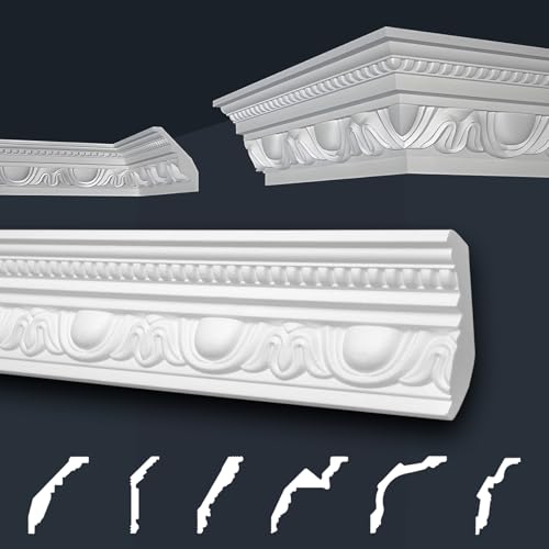 Marbet Deckenleisten weiß Sparpaket aus Styropor EPS - Stuckleisten gemustert, im traditionellen Design - (20 Meter B-24) Stuckprofil Zierprofil Eckprofil von Marbet Design