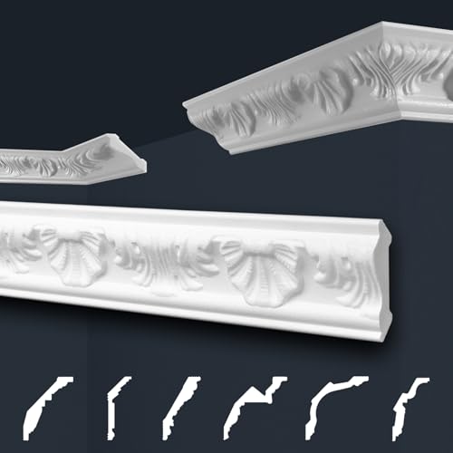 Marbet Deckenleisten weiß Sparpaket aus Styropor EPS - Stuckleisten gemustert, im traditionellen Design - (40 Meter B-04) Stuck Styroporprofile Zierleisten von Marbet Design