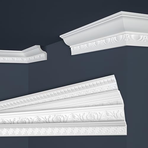 Marbet Deckenleisten weiß Sparpaket aus Styropor EPS - Stuckleisten gemustert, im traditionellen Design - (40 Meter B-08) Winkelprofile Wandprofile Eckleisten von Marbet Design
