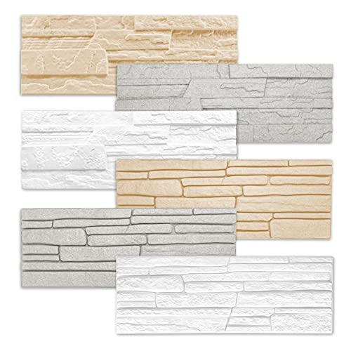 Marbet Wandverblender aus Styropor EPS - Steinoptik Wandverkleidung für Innen - (0.52 m², Rock weiß) Steinwand Design Platten Paneele 3d Wohnzimmer von Marbet Design