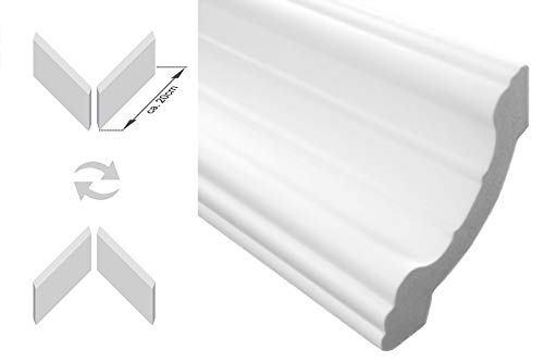 Zierleisten Sparpaket E-34-NK | inkl. vorgefertigte Ecken | leicht und stabil | extrudiertes Styropor | Stuckprofile | modern weiß | dekorativ | XPS | 80 x 80 mm | 40 Meter + 5 Ecken von Marbet Design