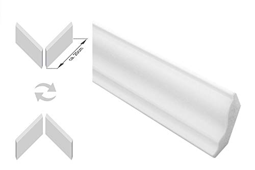 Zierleisten Sparpaket E-4-NK | inkl. vorgefertigte Ecken | leicht und stabil | extrudiertes Styropor | Stuckprofile | modern weiß | dekorativ | XPS | 30 x 30 mm | 30 Meter + 4 Ecken von Marbet Design