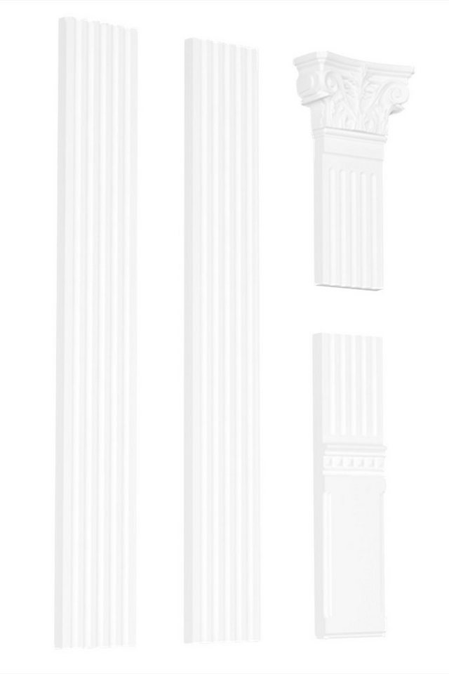 marbet design Wanddekoobjekt PL-01 (Pilaster Komplettset formfestes Polystyrol Flachsäule Stuck Innendekor weiß EPS PL-01) von marbet design