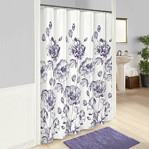 Marble Hill Shower Curtains for Bathroom - Jasmeen 72" x 72" Machine Washable Bath Curtains, Purple von Marble Hill