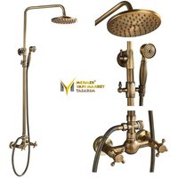 Antik Design Duschset - Mixer Duschkopf, Wasserhahn, Badezimmer Waschtisch, Waschbecken Rustikaler %100 Messing von MarbleDesignMarket