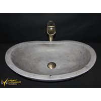 Basalt Anthrazit Ellipse Waschbecken - Handarbeit, 100% Naturstein, Waschbecken, Wohndekor, Stein Stil von MarbleDesignMarket