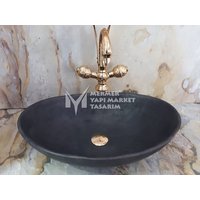 Basalt Black Deep Boat Waschbecken - Handgefertigt, 100% Naturstein von MarbleDesignMarket