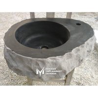 Basalt Black Split Face Stump Design Waschbecken - Handarbeit, 100% Naturstein von MarbleDesignMarket