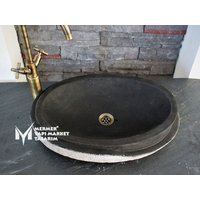 Basalt Schwarz Layer Design Boot Waschbecken - Handarbeit, 100% Naturstein von MarbleDesignMarket