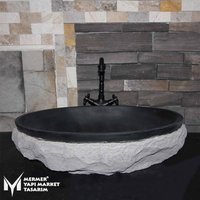 Basalt Special Design Spaltspüler - Handgefertigt, 100% Naturstein, Waschbecken von MarbleDesignMarket