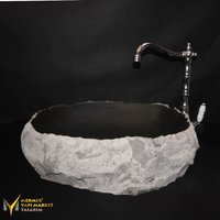 Basaltstein Unregelmäßig Design Waschbecken - Handarbeit, 100% Naturstein von MarbleDesignMarket