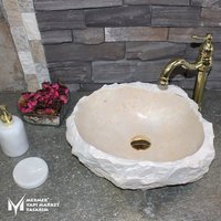 Beige Marmor Naturel Design Waschbecken - Handarbeit, 100% Naturstein von MarbleDesignMarket