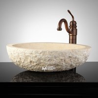 Beige Marmor Spaltgesicht Außenschale Waschbecken - Handarbeit, %100 Naturstein, Wohndekoration von MarbleDesignMarket