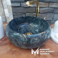 Bursa Schwarz Geschwungenes Waschbecken - %100 Marmor Handarbeit von MarbleDesignMarket