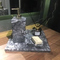 Bursa Schwarz Marmor 3-Teiliges Badezimmer Set - Handarbeit, 100% Naturstein, Badezimmerzubehör von MarbleDesignMarket