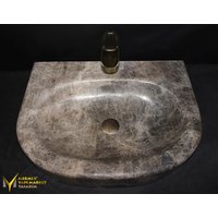 Emperador Classic Design Waschbecken - Mit Wasserhahnloch Handarbeit, 100% Naturstein von MarbleDesignMarket