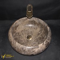 Emperador Geschwungenes Rundes Waschbecken - Handarbeit, 100% Naturstein von MarbleDesignMarket