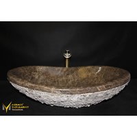 Emperador Split Face Boat Waschbecken - Handarbeit, 100% Naturstein von MarbleDesignMarket