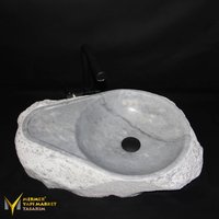 Grau Marmor Kieselstein Design Waschbecken - Mit Schreibtischseite Handgefertigt, 100% Naturstein von MarbleDesignMarket