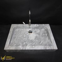 Grau Marmoriertes Waschbecken - Handgefertigt, 100% Naturstein, Waschbecken, Wohndekor von MarbleDesignMarket