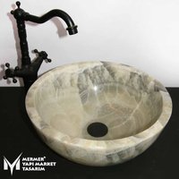 Grüne Onyx Schale Waschbecken - Handgefertigt, Naturstein, Marmor von MarbleDesignMarket