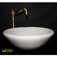 Kristall Weiß Design Waschbecken - Handgefertigt, %100 Naturstein, Badezimmer von MarbleDesignMarket