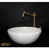 Kristall Weiße Schale Mini Waschbecken - Handgefertigt, %100 Naturstein, Badezimmer Design von MarbleDesignMarket