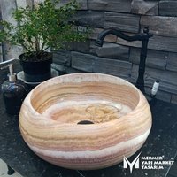 Rosa Onyx Geschwungenes Waschbecken von MarbleDesignMarket