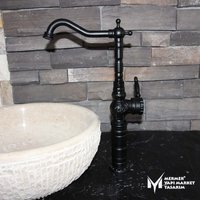 Schwarz Bestickter Waschtischarmatur, Wasserhahn, Bad-Eitelkeit, Waschbecken-Wasserhahn, Rustikaler % 100 Messing von MarbleDesignMarket