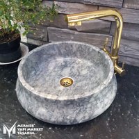 Tigerfell Marmor Birne Design Waschbecken - Handarbeit, %100 Naturstein, Badezimmerdesign von MarbleDesignMarket