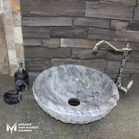 Tigerfell Marmor Spaltgesicht Schale Waschbecken - Handarbeit, %100 Naturstein von MarbleDesignMarket