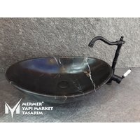 Toros Black Deep Boat Waschbecken - Handgefertigt, 100% Naturstein von MarbleDesignMarket