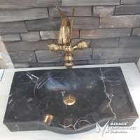 Toros Black Marble Palace Design Waschbecken - Mit Wasserhahnauslass Handarbeit, 100% Naturstein von MarbleDesignMarket