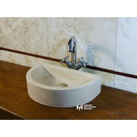 Travertin D Design Mini Waschbecken - Handarbeit, 100% Naturstein von MarbleDesignMarket