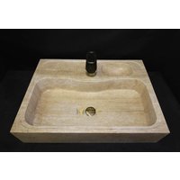 Travertin Küchenwaschbecken - Mit Wasserhahnloch Handarbeit, 100% Naturstein, Waschbecken von MarbleDesignMarket