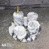 Violettes Marmor 5-Teiliges Badezimmer-Set - Handgefertigt, 100% Naturstein, Badezimmerzubehör von MarbleDesignMarket