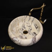 Violettes Marmor Geschwungenes Waschbecken - Handgefertigt, 100% Naturstein von MarbleDesignMarket