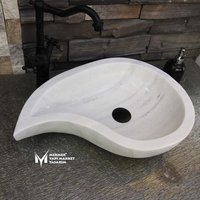 Weißer Marmor Tropfen Modellwaschbecken - Handarbeit, 100% Naturstein, Waschbecken von MarbleDesignMarket