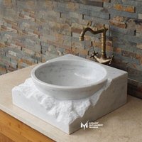 Weißer Marmor Unfertiges Waschbecken - Handarbeit, 100% Naturstein von MarbleDesignMarket