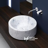 Weißes Marmor Line Design Rollwaschbecken - Handgefertigt, 100% Naturstein, Waschbecken von MarbleDesignMarket