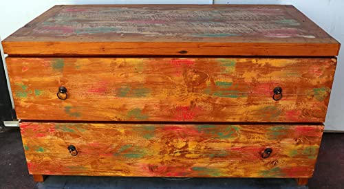 Marblechic - Kommode aus Teakholz Industrial Recyceltes Holz 2 Schubladen 100 x 50 x 55 h cm Angebot Kommode von Marblechic