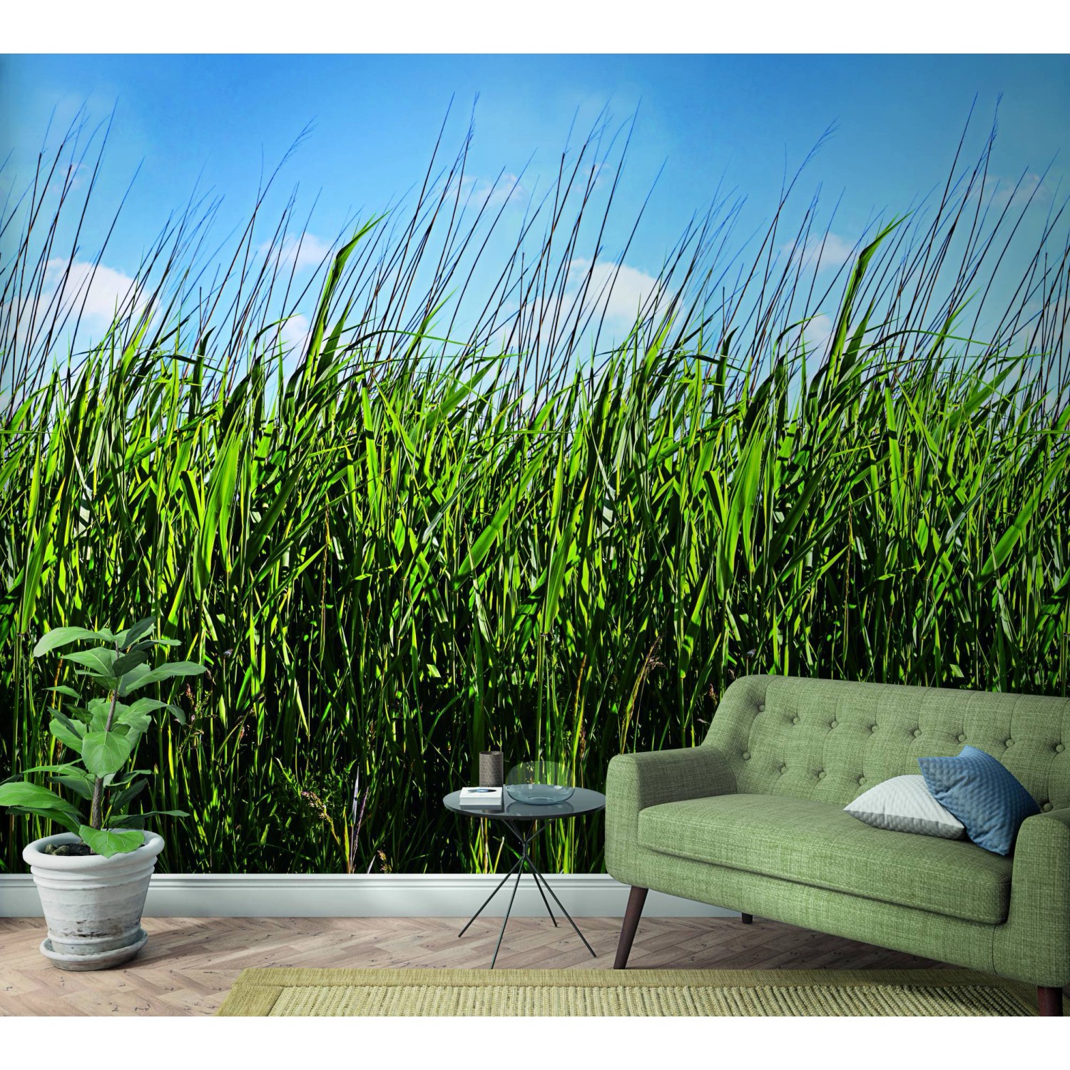 Marburg Vliestapete Floral Gras Grün-Blau 270 cm x 159 cm FSC® von Marburg