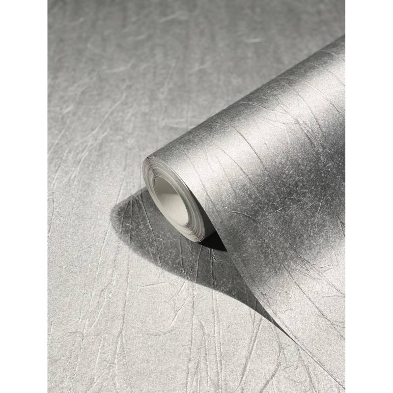 Marburg Vliestapete Uni Crushed-Optik Streifen Modern 10,05 m x 0,7 m Silber von Marburg