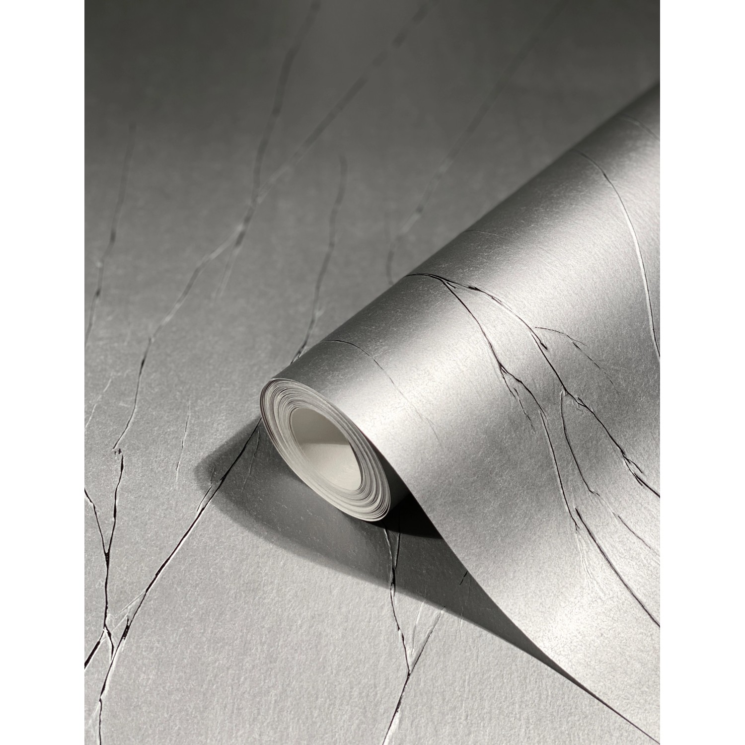 Marburg Vliestapete Uni Crushed-Optik Streifen Modern 10,05 m x 0,7 m Silber von Marburg