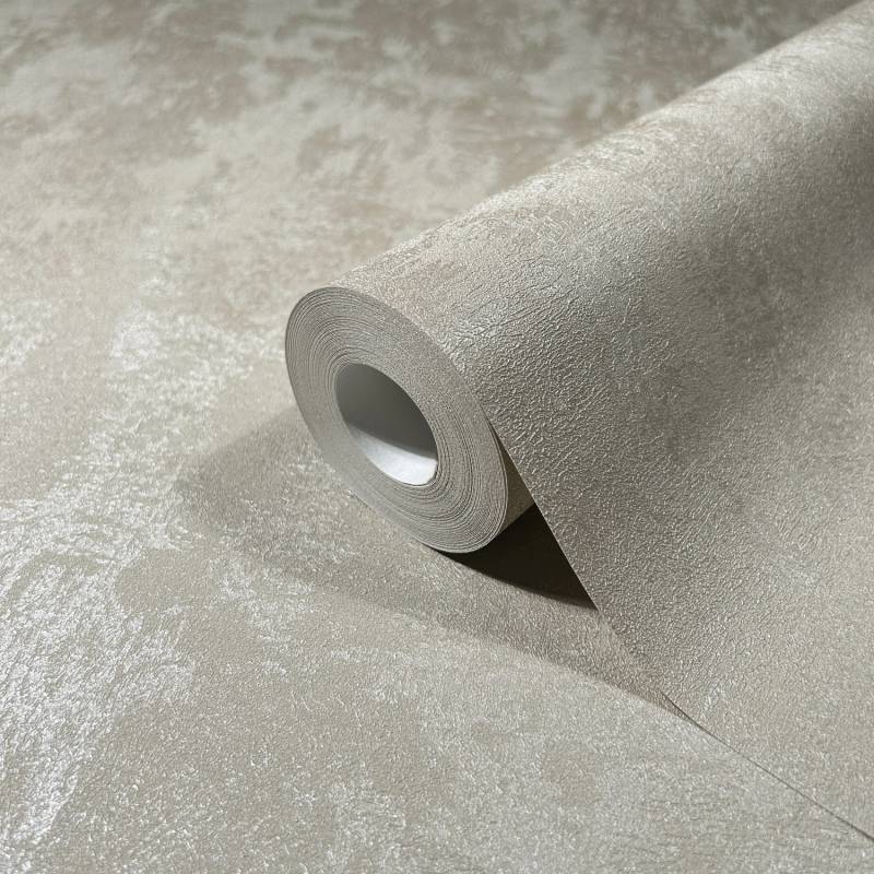 Marburg Vliestapete Uni Metalloptik Glänzend Modern 10,05 m x 0,53 m Weiß-Beige von Marburg