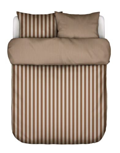 Marc O'Polo Bettwäsche Classic Stripe Streifen Baumwollsatin Toffee Brown, 135x200 + 1x 80x80 cm von Marc O'Polo