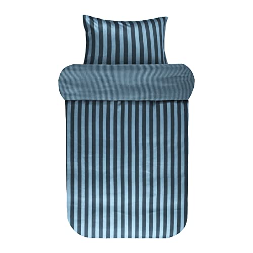 Marc O Polo Mako-Satin Bettwäsche Classic Stripe deep Blue 1 Bettbezug 200 x 220 cm + 2 Kissenbezüge 80 x 80 cm von Marc O'Polo