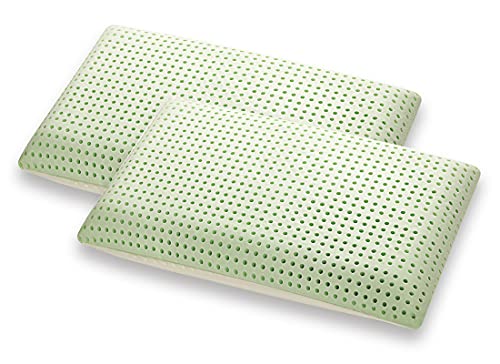 Marcapiuma Bio Double Aloe Visco Kopfkissen h.14 cm Doubleface Aloe Nackenstützkissen abziehbarer Baumwolle Bezug Made in Italy von Marcapiuma